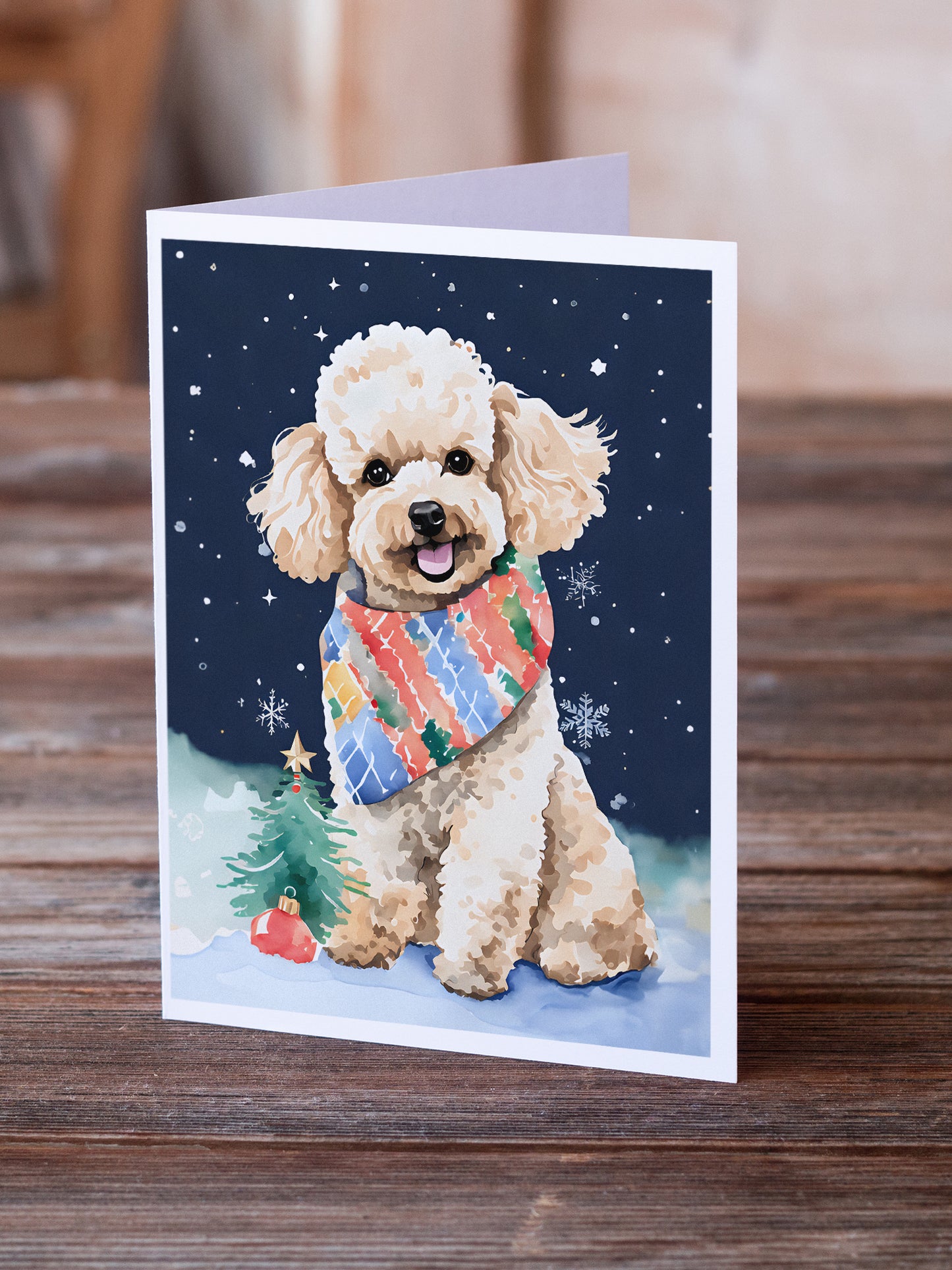 Poodle Christmas Greeting Cards Pack of 8