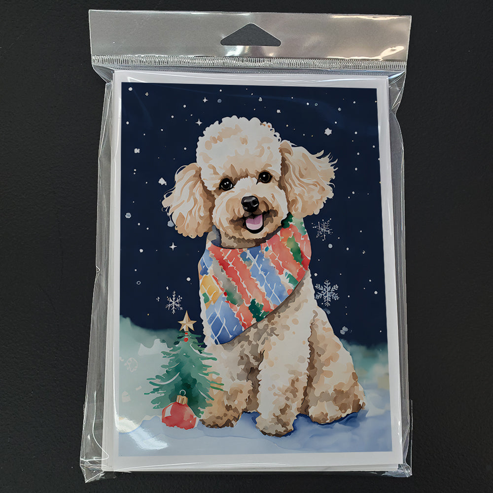 Poodle Christmas Greeting Cards Pack of 8