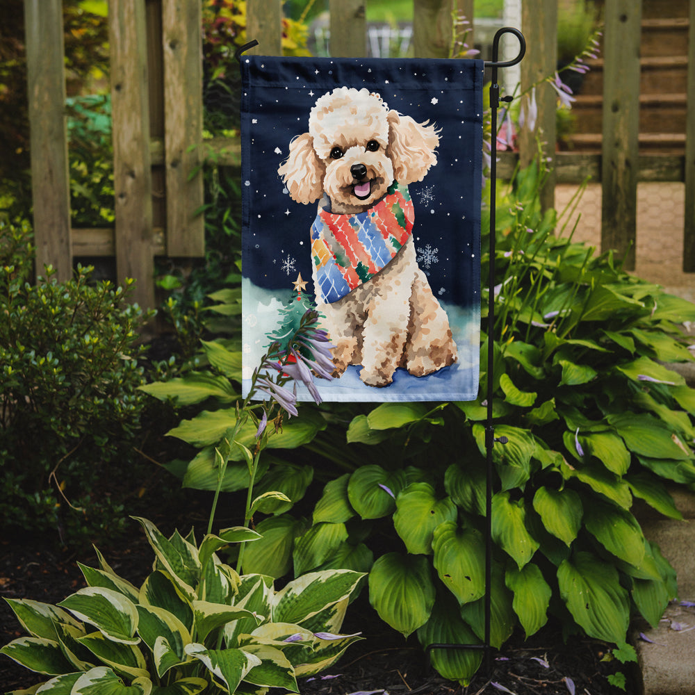 Poodle Christmas Garden Flag