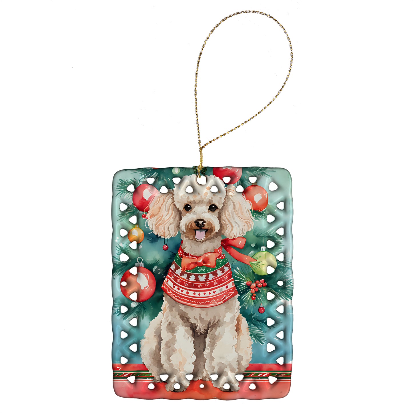 Buy this Poodle Christmas Porcelain Ornament