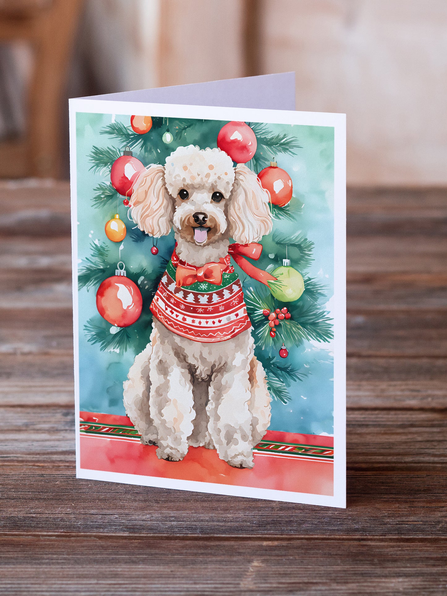 Poodle Christmas Greeting Cards Pack of 8