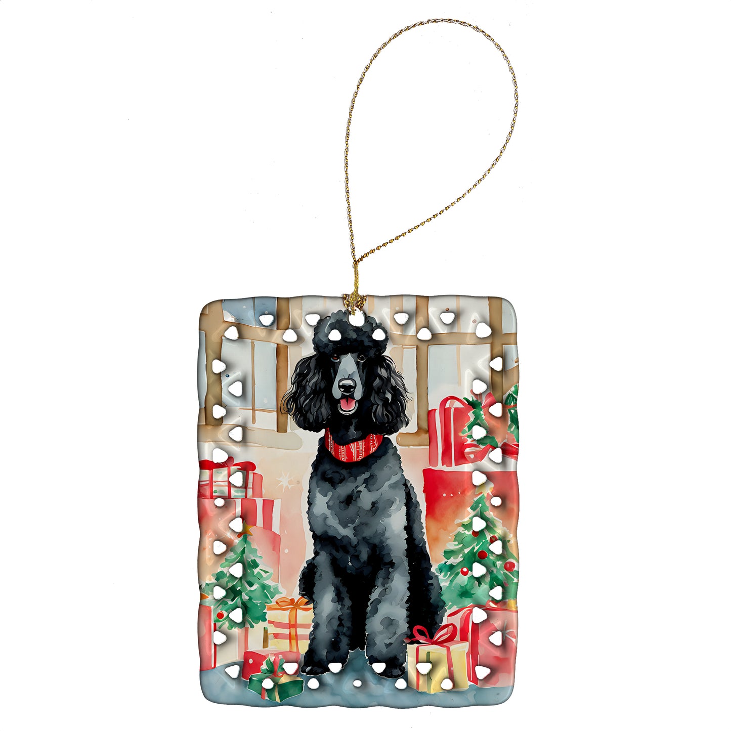 Buy this Poodle Christmas Porcelain Ornament