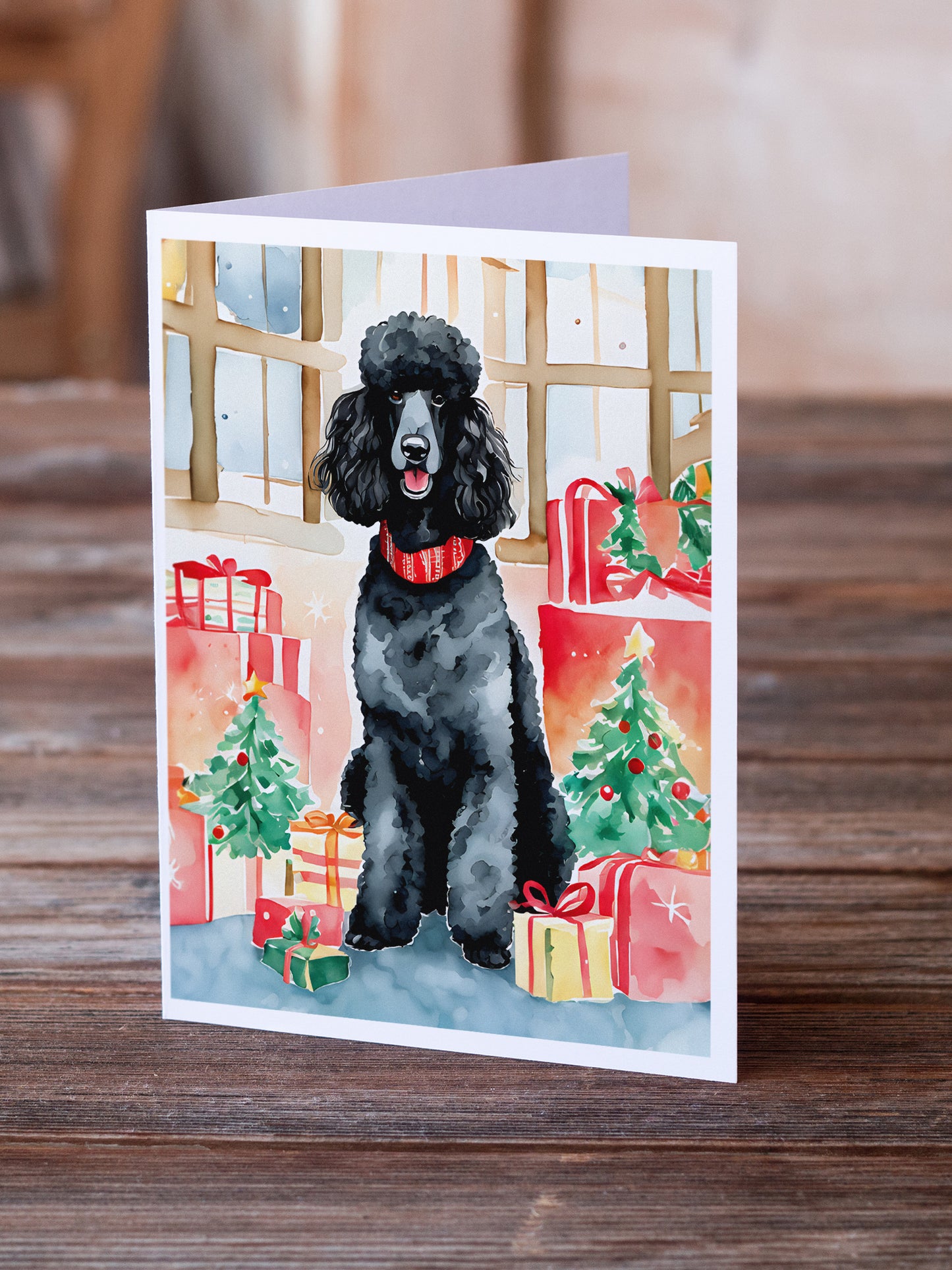 Poodle Christmas Greeting Cards Pack of 8