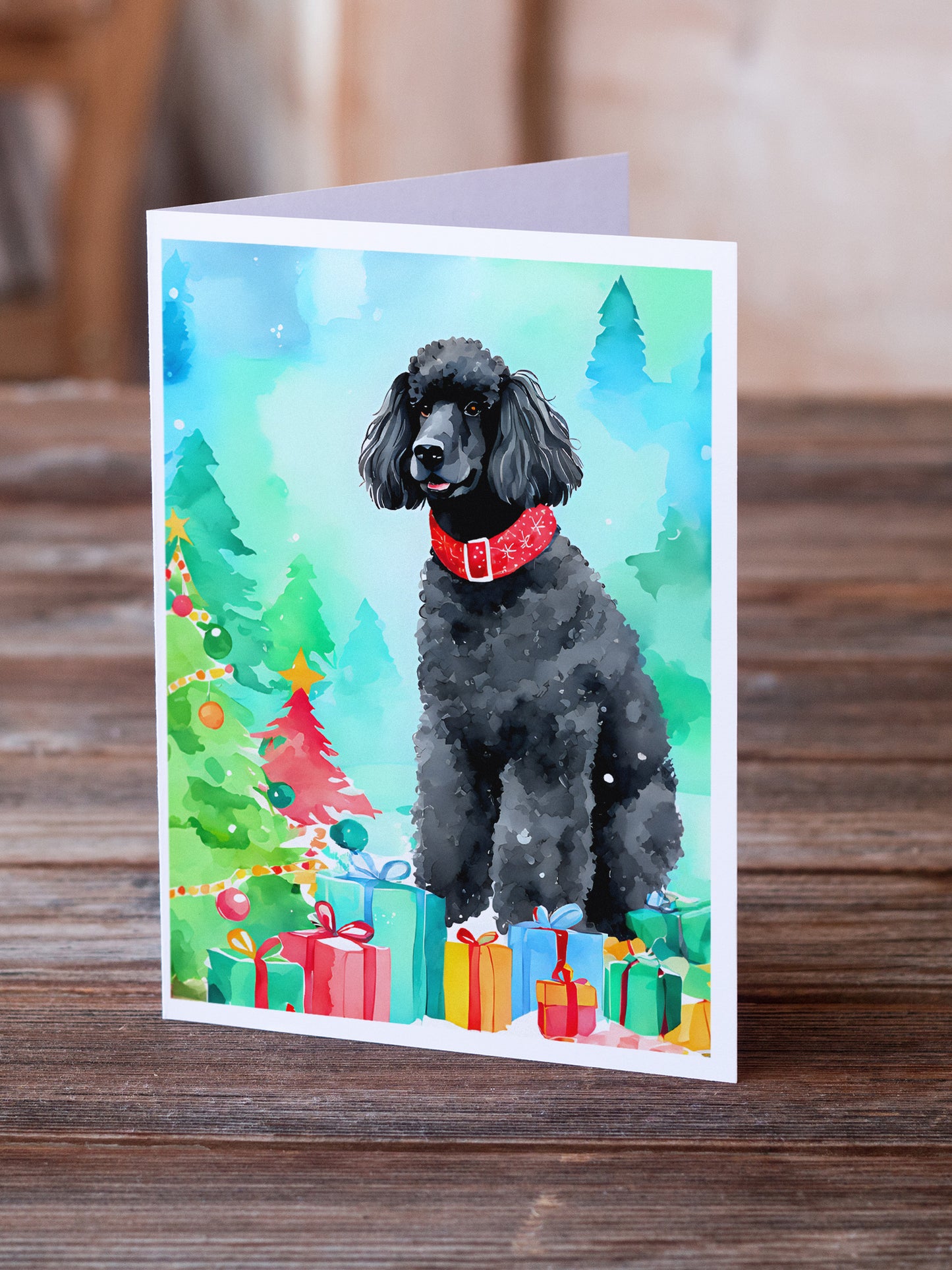 Poodle Christmas Greeting Cards Pack of 8