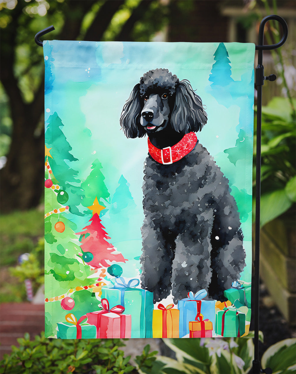 Poodle Christmas Garden Flag