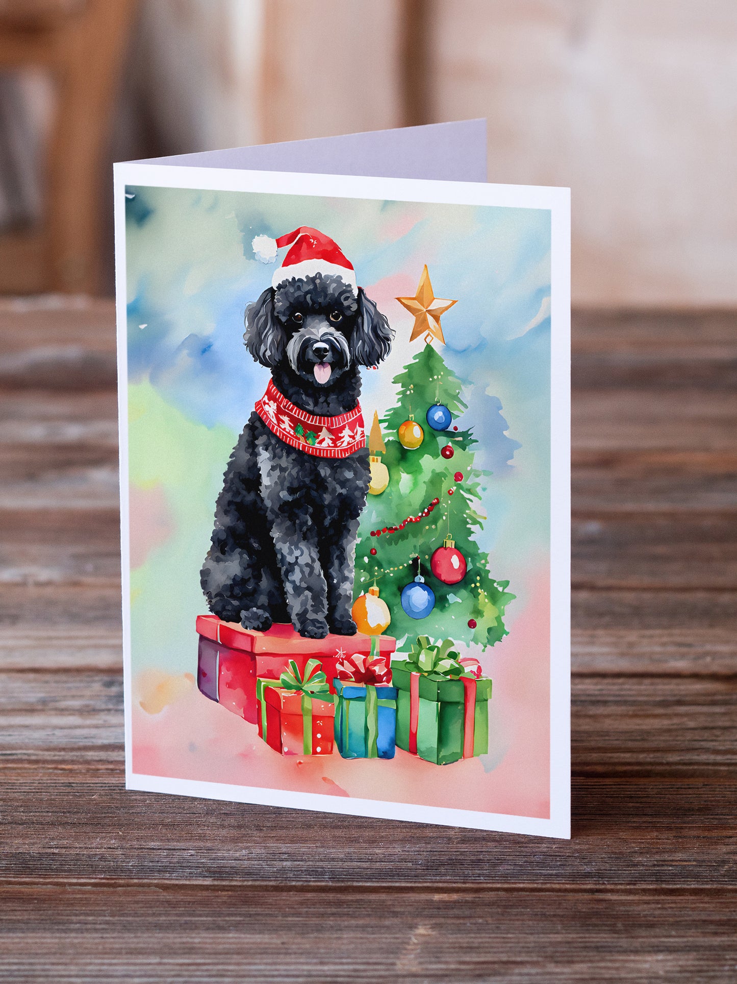 Poodle Christmas Greeting Cards Pack of 8