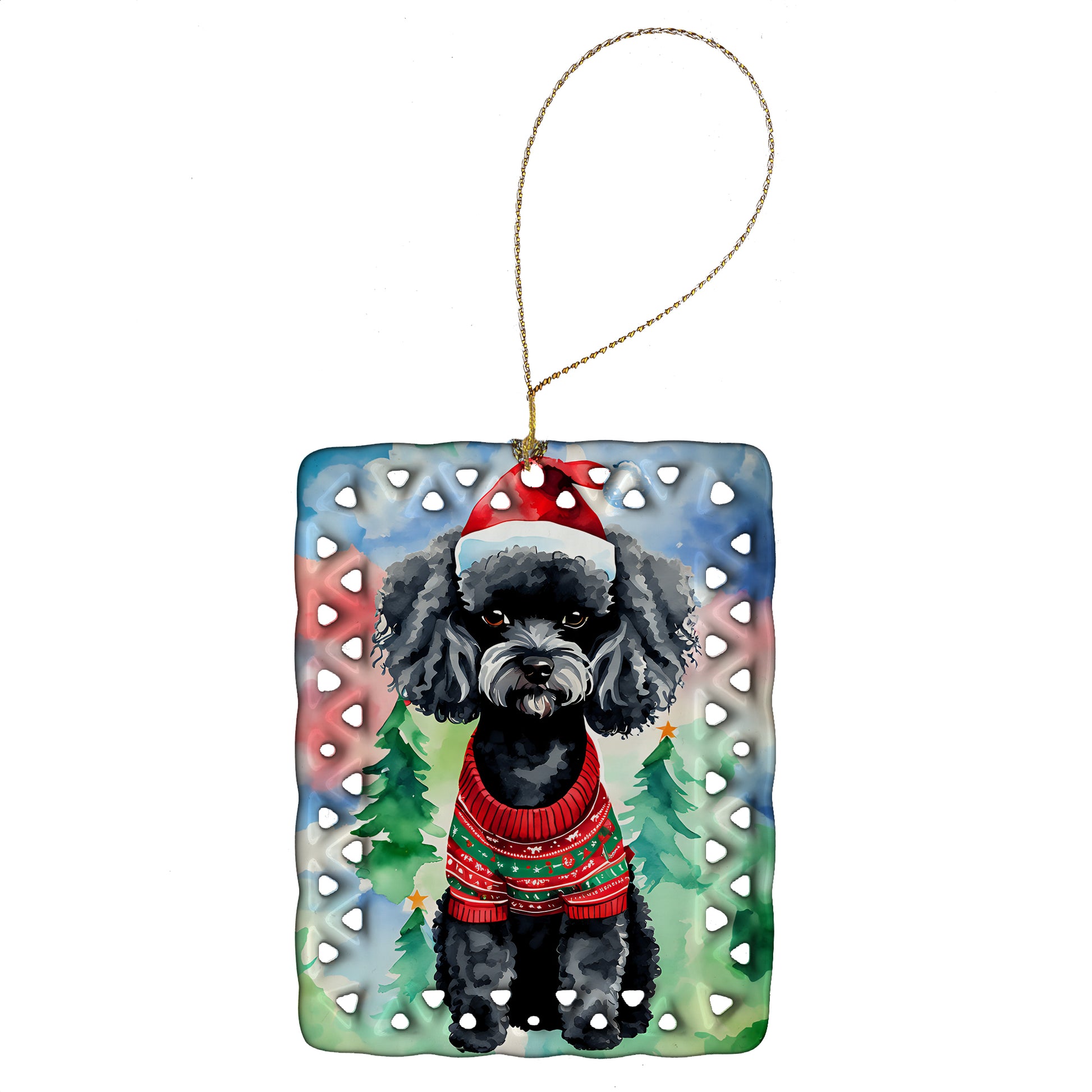 Buy this Poodle Christmas Porcelain Ornament