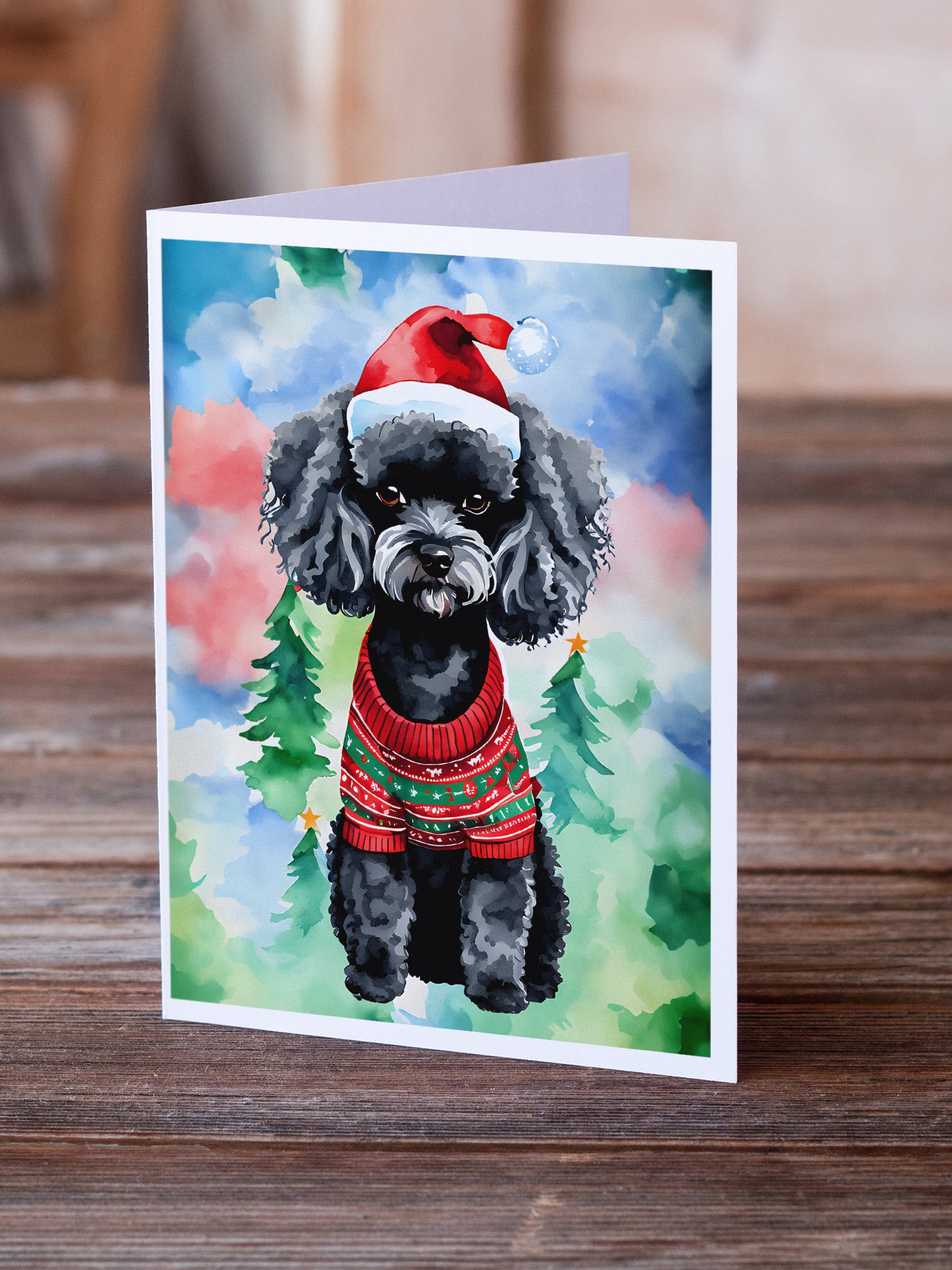 Poodle Christmas Greeting Cards Pack of 8