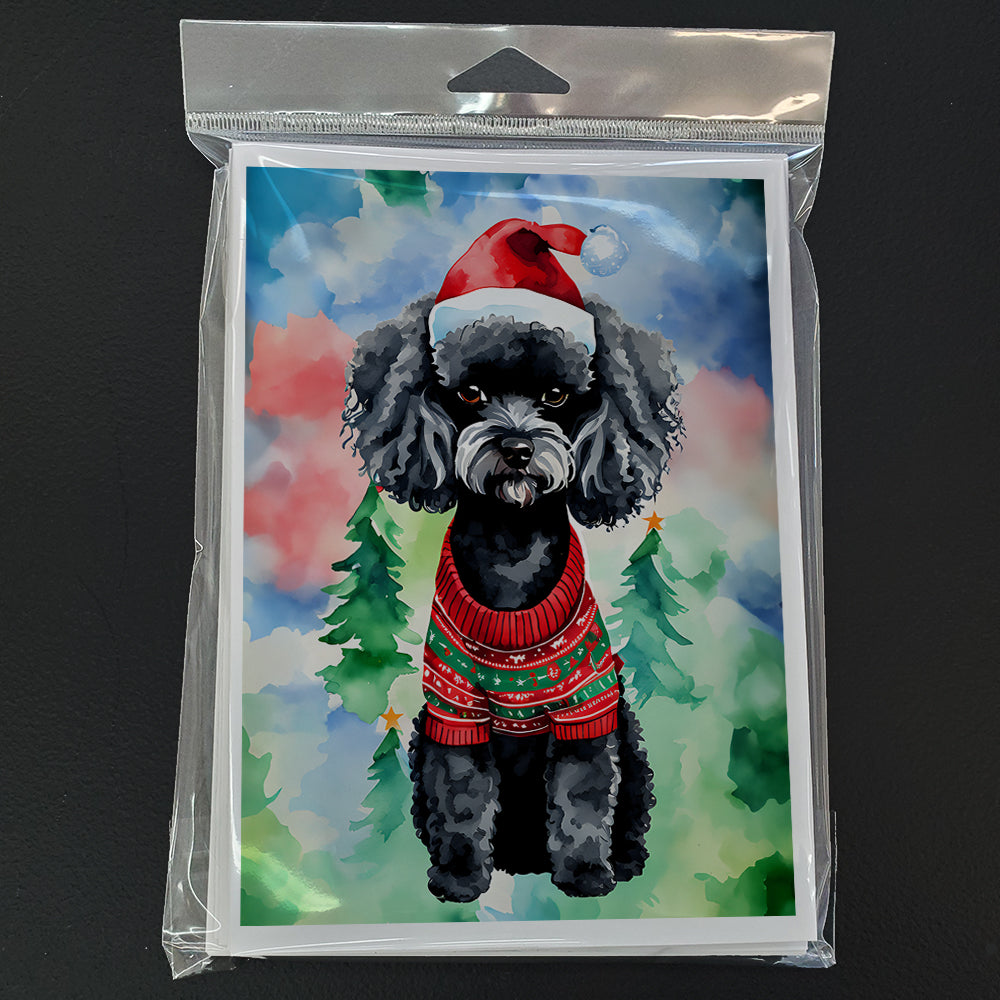 Poodle Christmas Greeting Cards Pack of 8