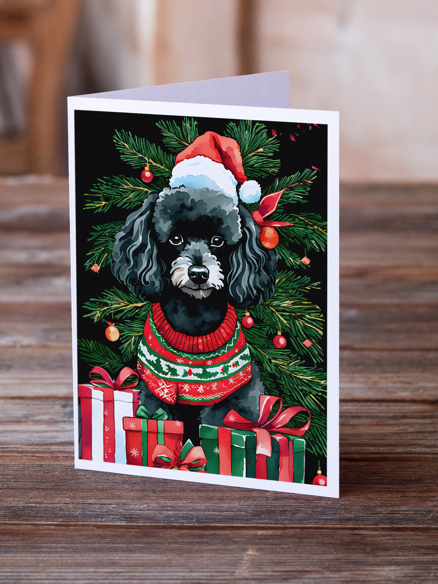 Poodle Christmas Greeting Cards Pack of 8