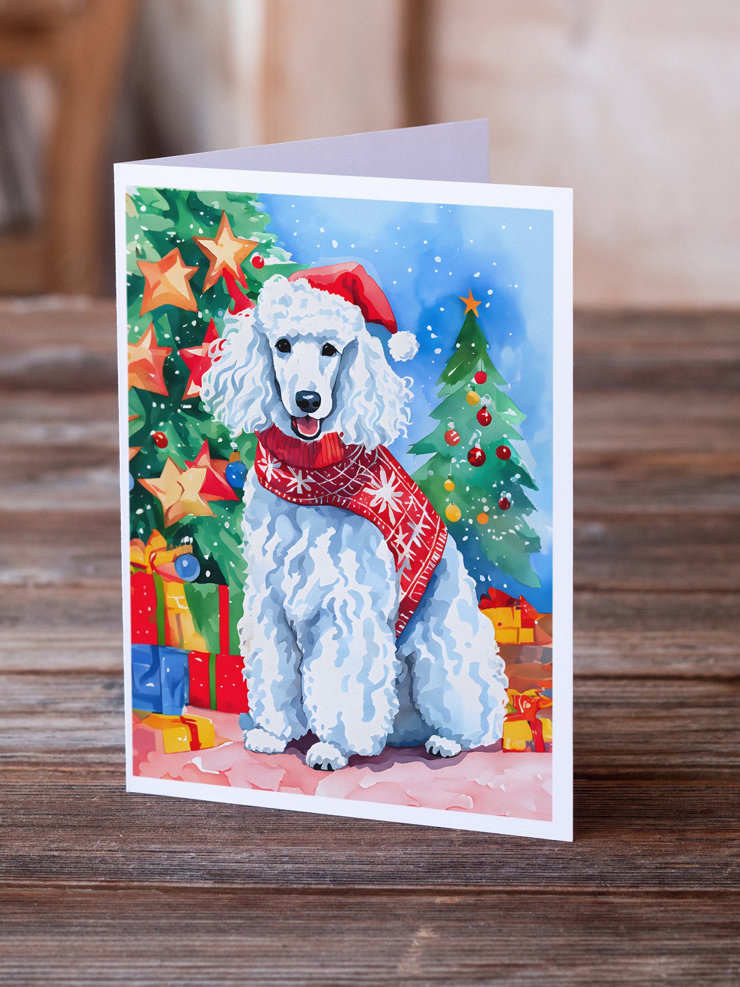 Poodle Christmas Greeting Cards Pack of 8