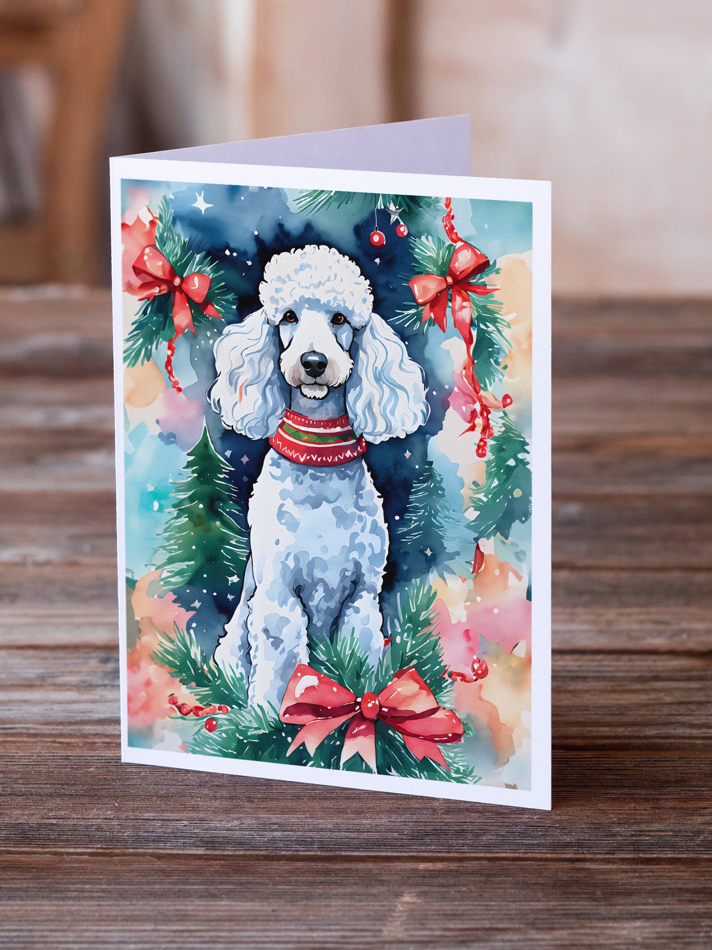 Poodle Christmas Greeting Cards Pack of 8