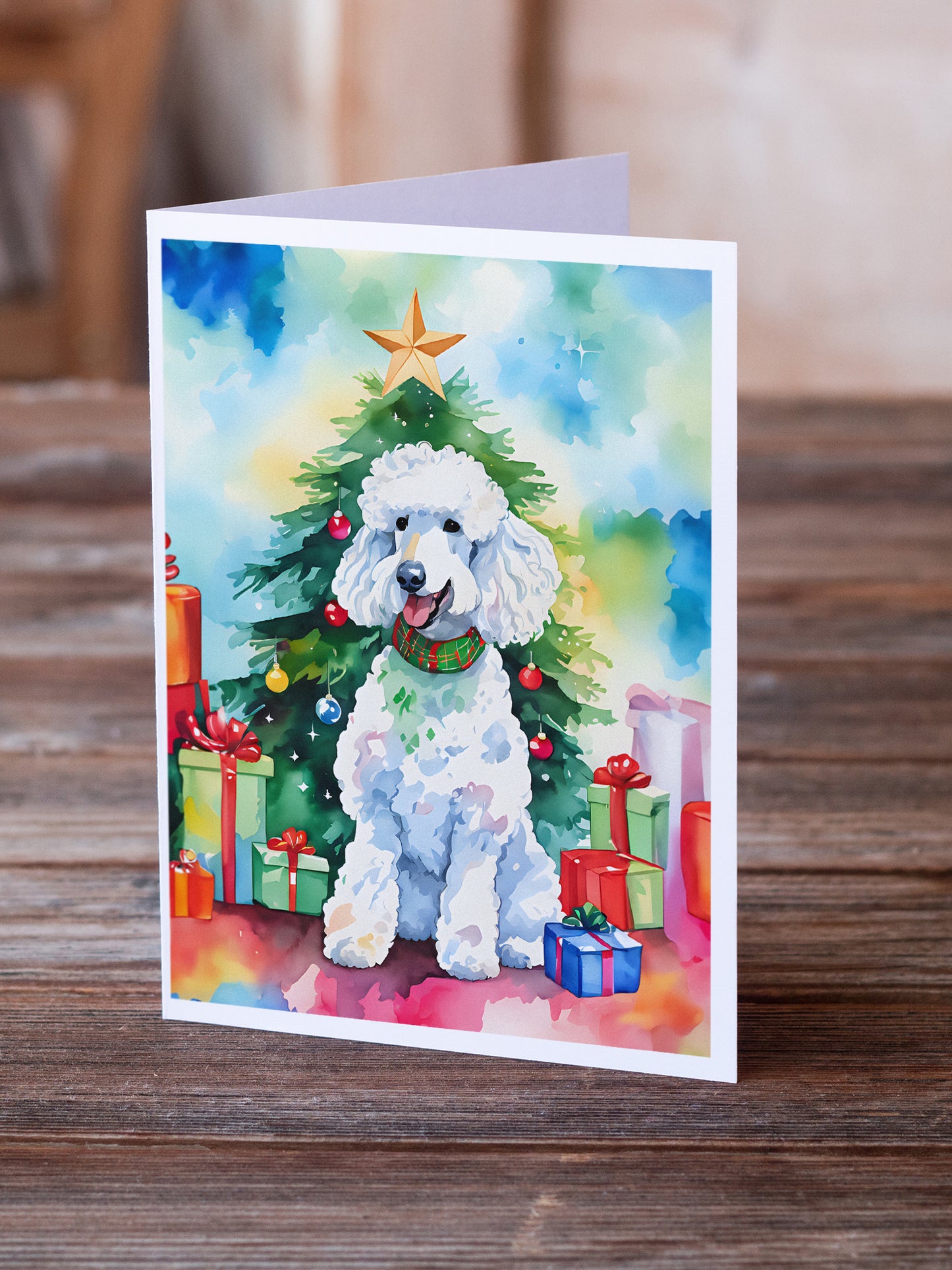 Poodle Christmas Greeting Cards Pack of 8