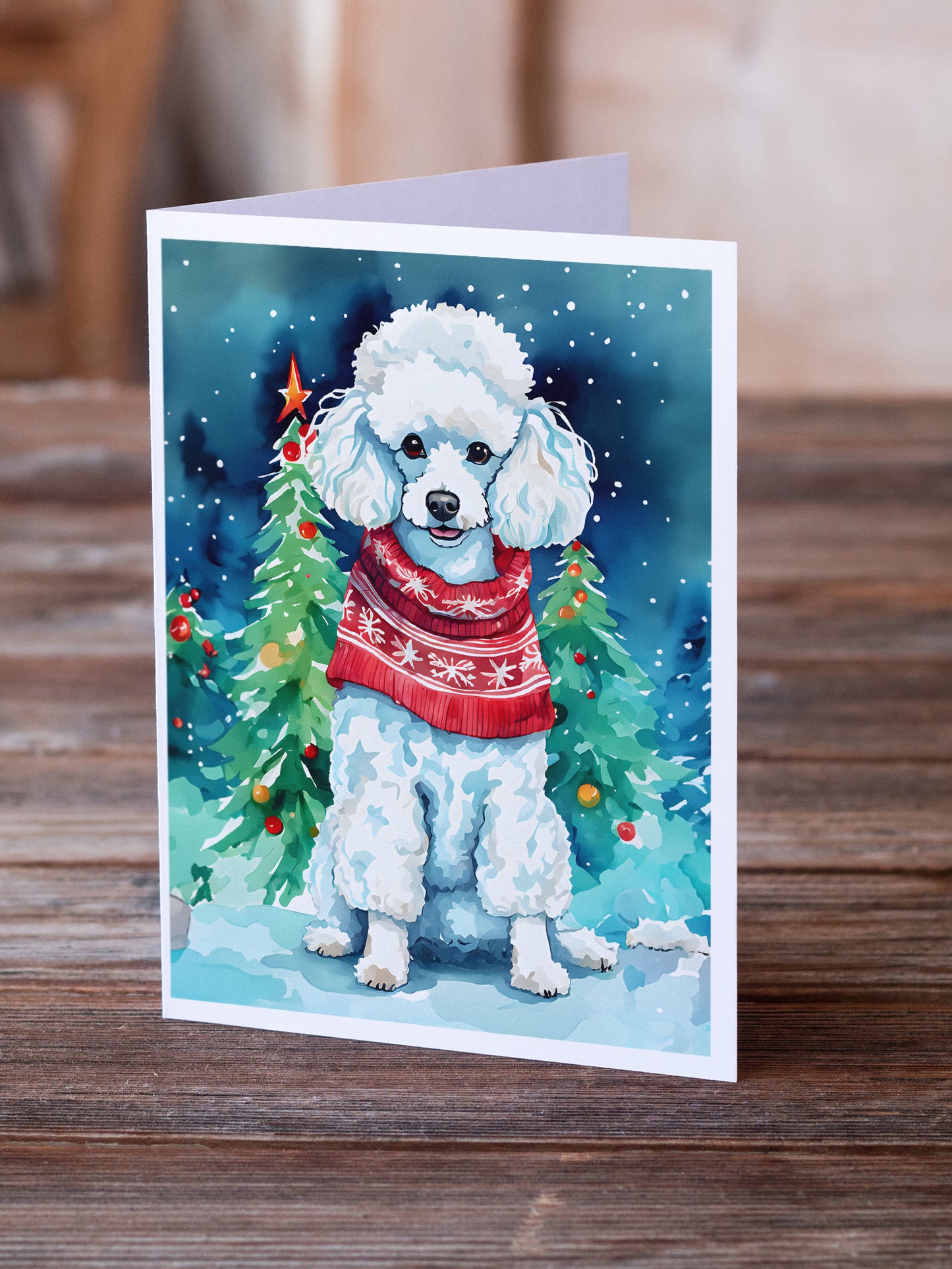 Poodle Christmas Greeting Cards Pack of 8