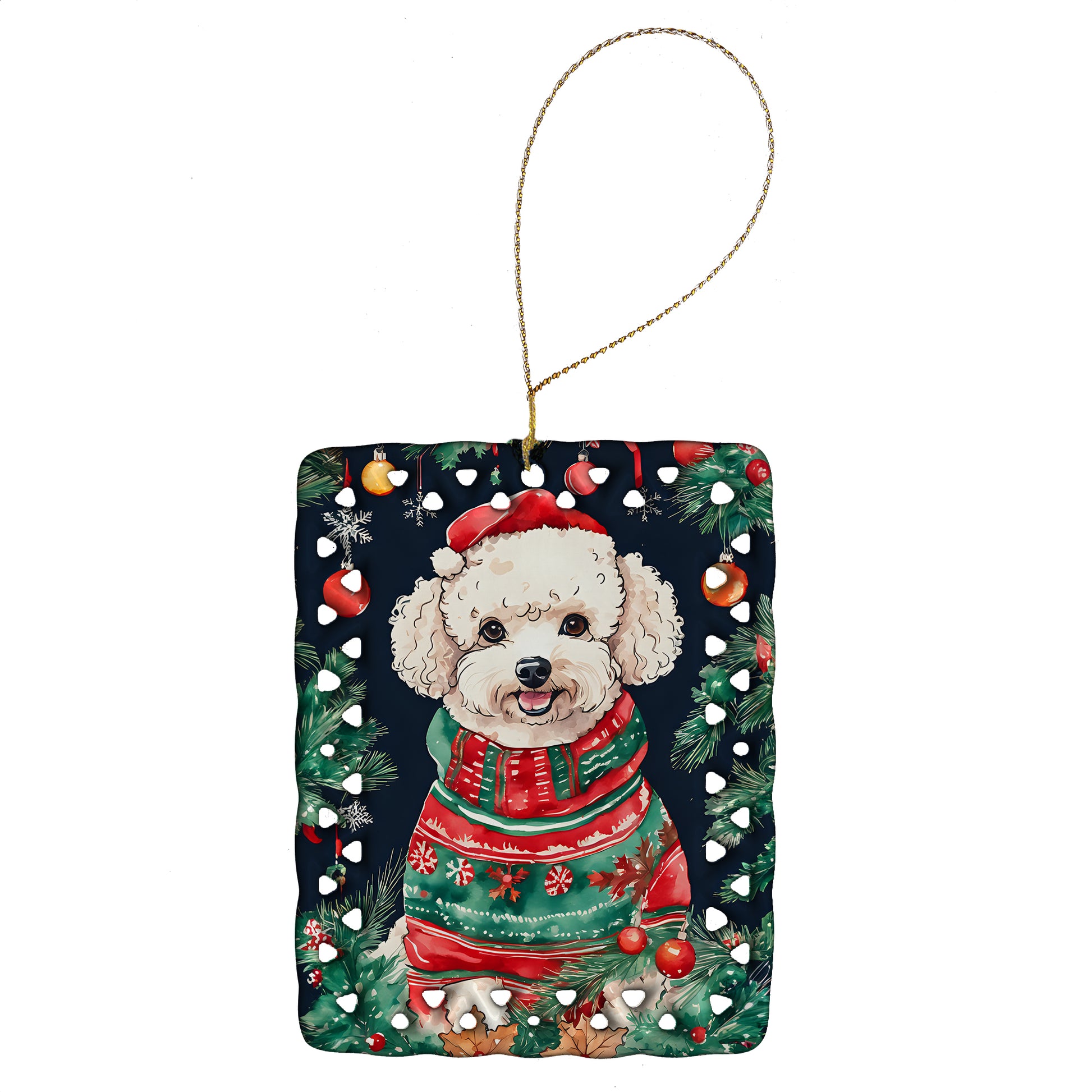 Buy this Poodle Christmas Porcelain Ornament