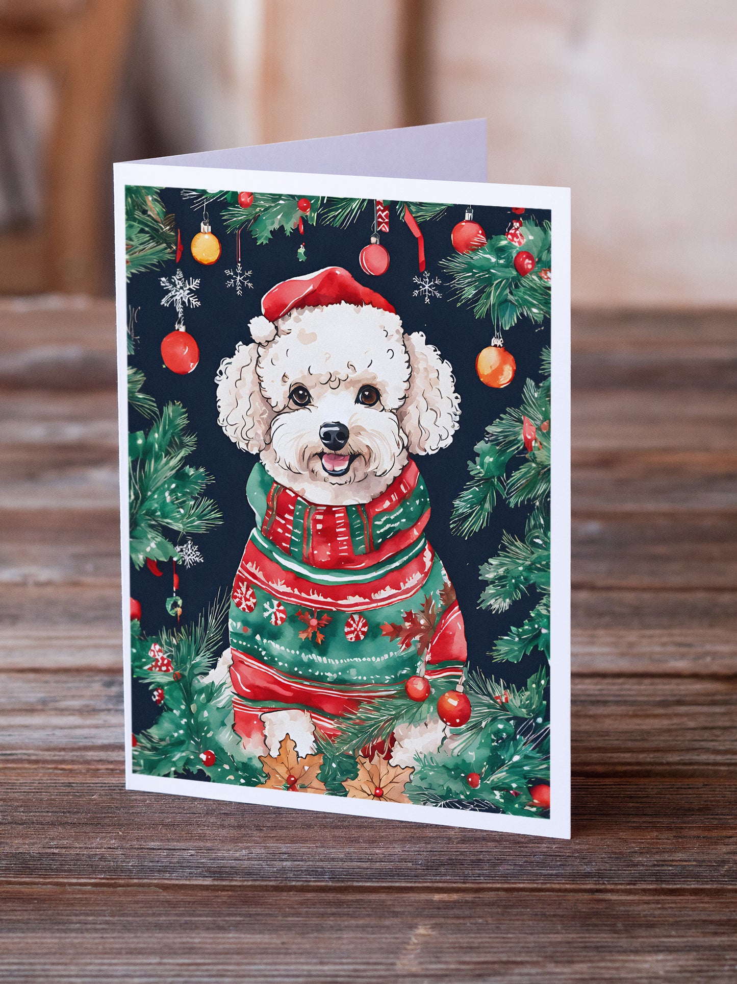 Poodle Christmas Greeting Cards Pack of 8