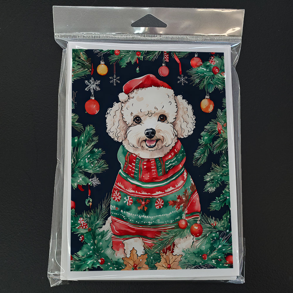 Poodle Christmas Greeting Cards Pack of 8