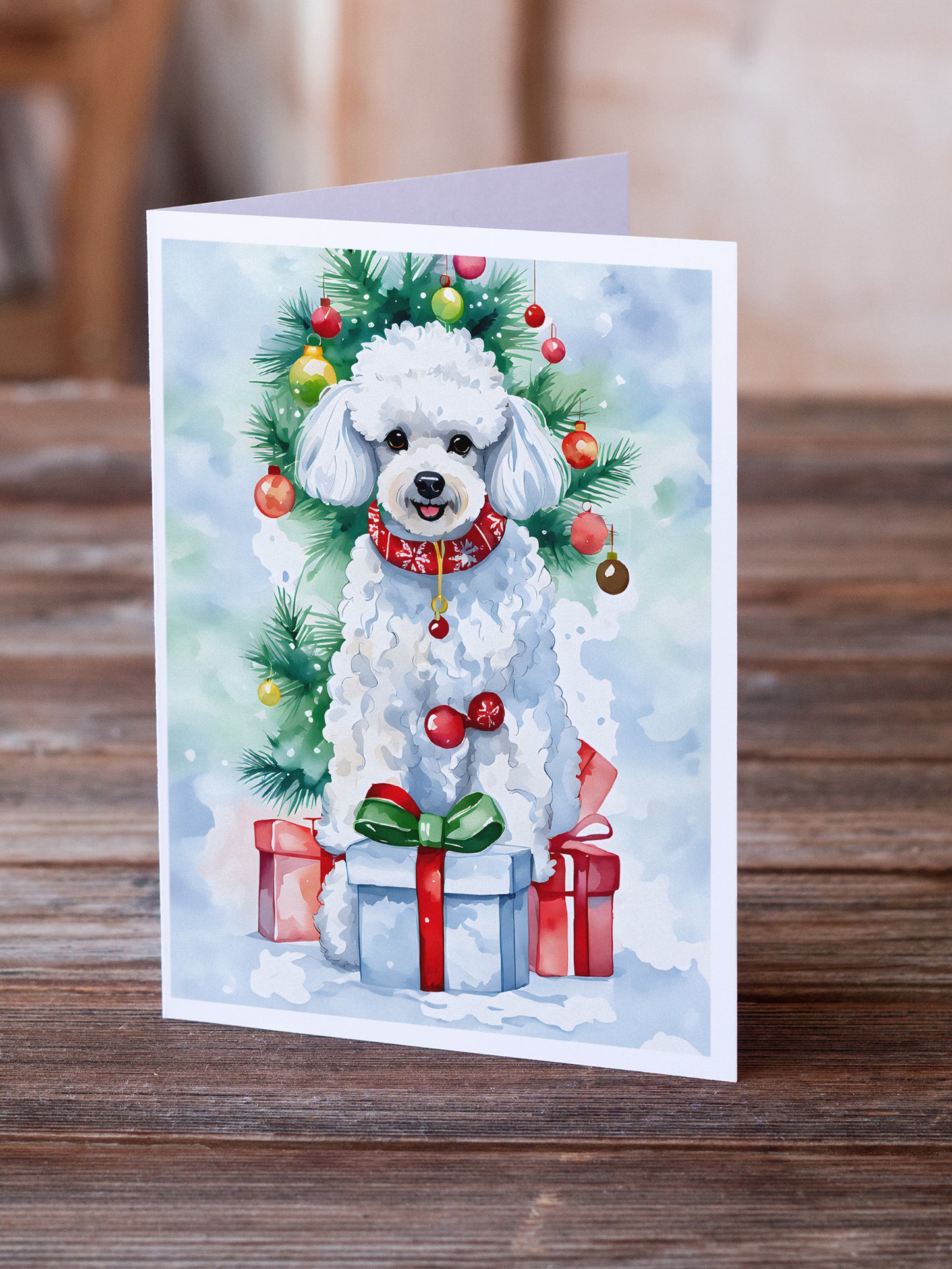 Poodle Christmas Greeting Cards Pack of 8