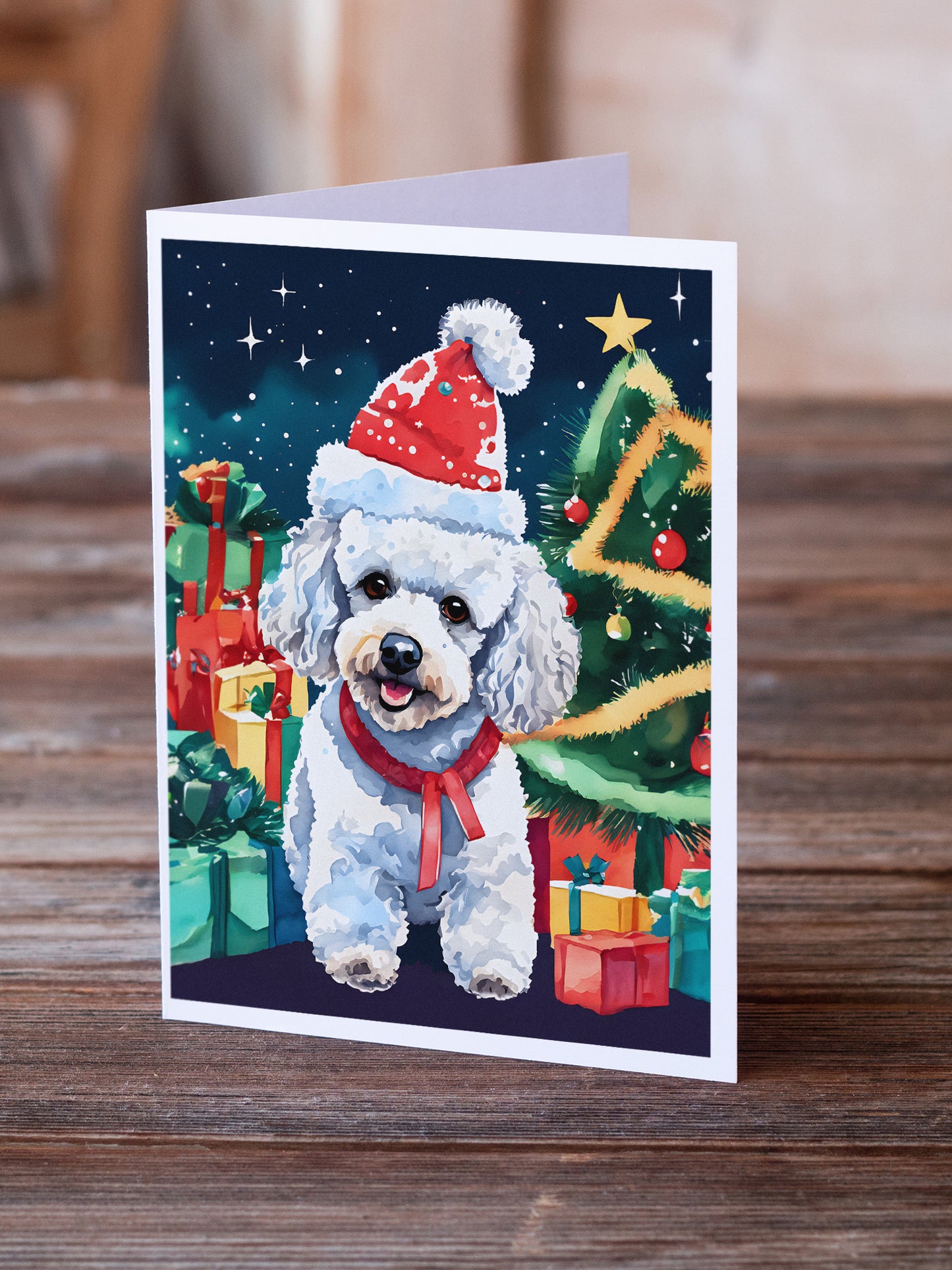 Poodle Christmas Greeting Cards Pack of 8