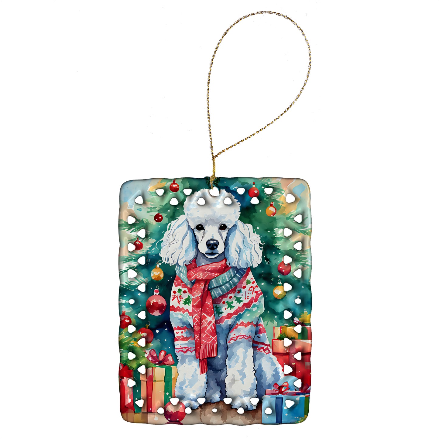 Buy this Poodle Christmas Porcelain Ornament