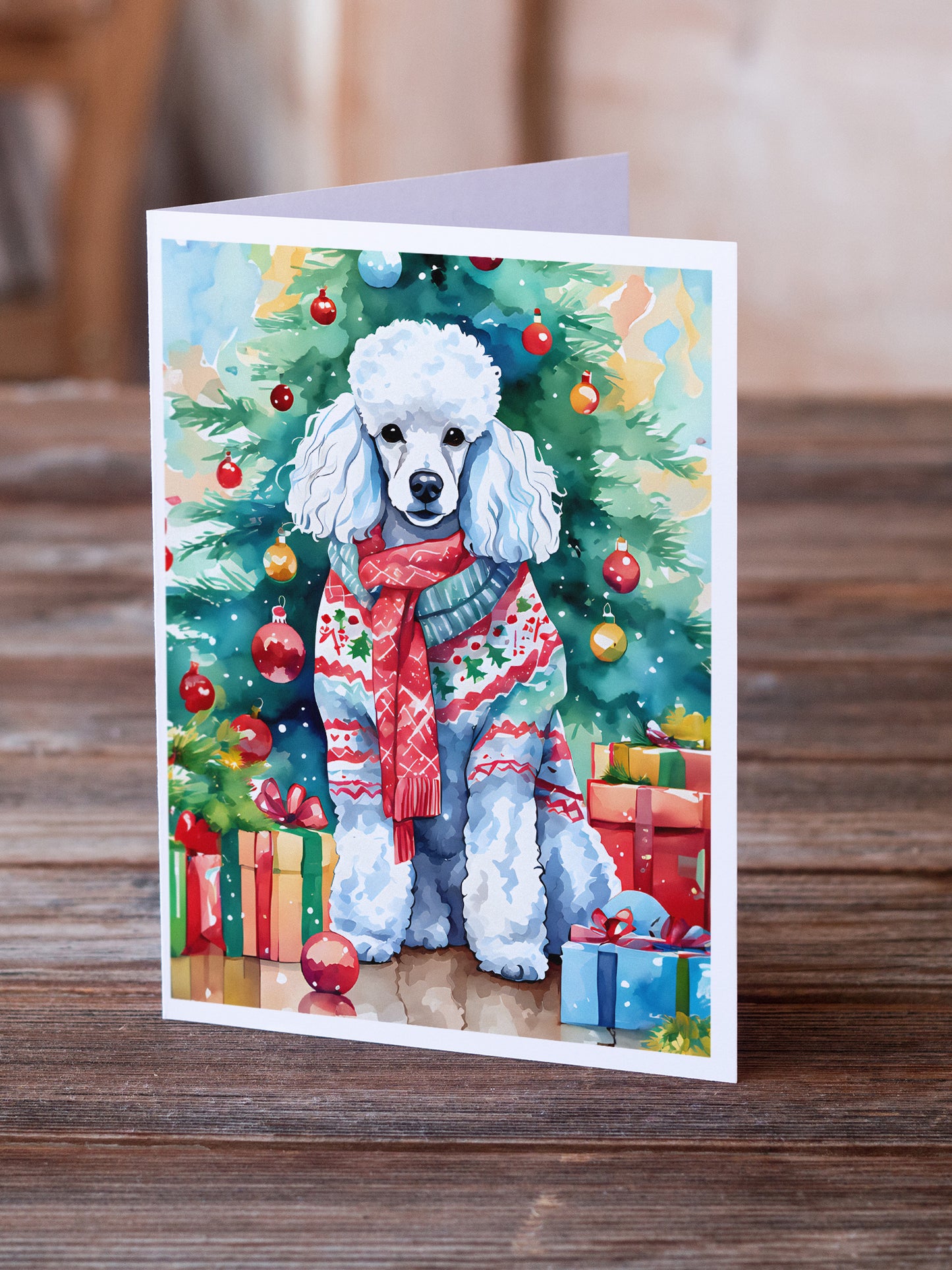 Poodle Christmas Greeting Cards Pack of 8