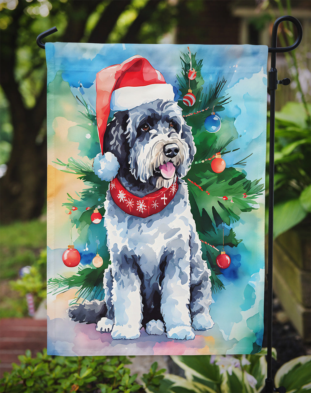 Portuguese Water Dog Christmas Garden Flag