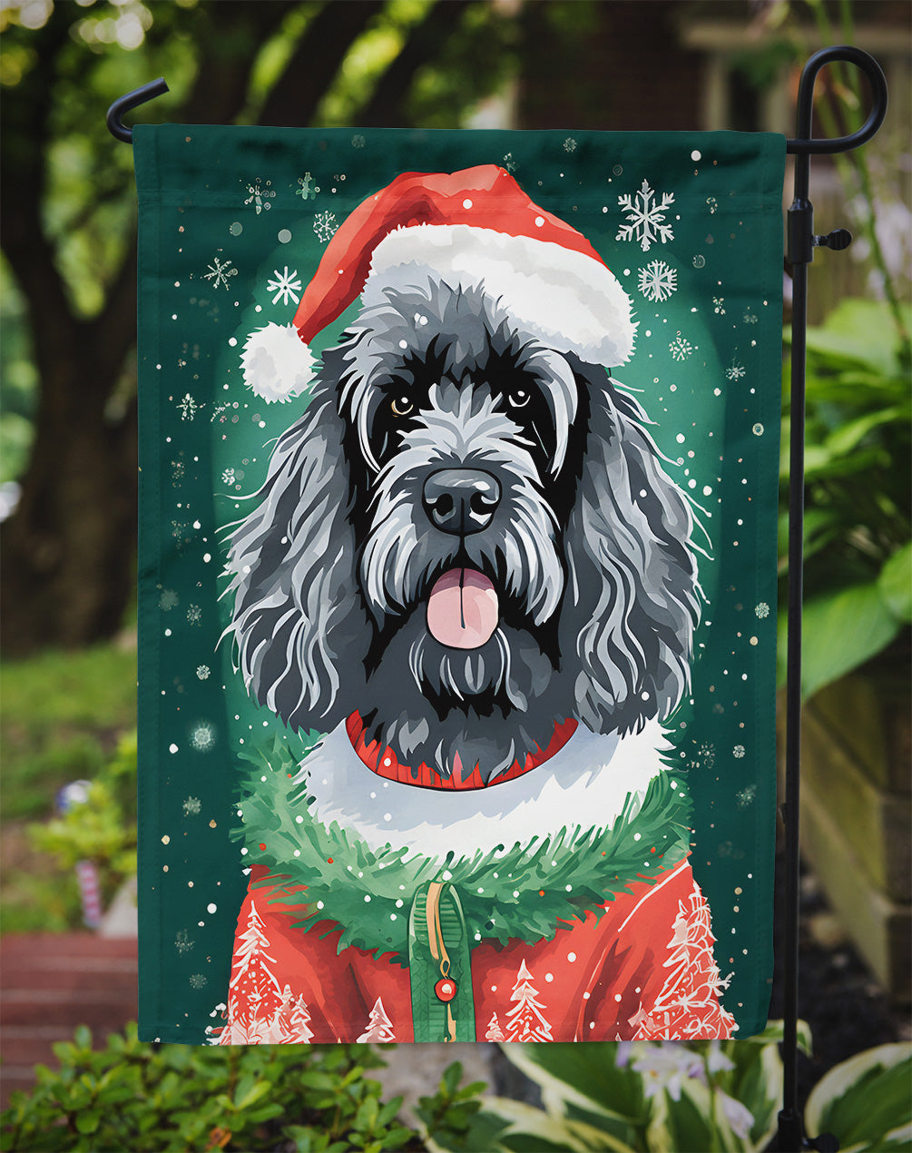 Portuguese Water Dog Christmas Garden Flag