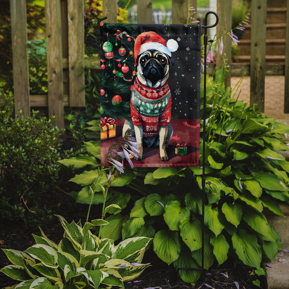 Pug Christmas Garden Flag