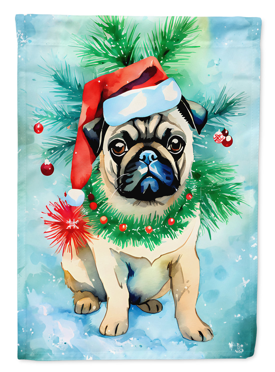 Buy this Pug Christmas House Flag