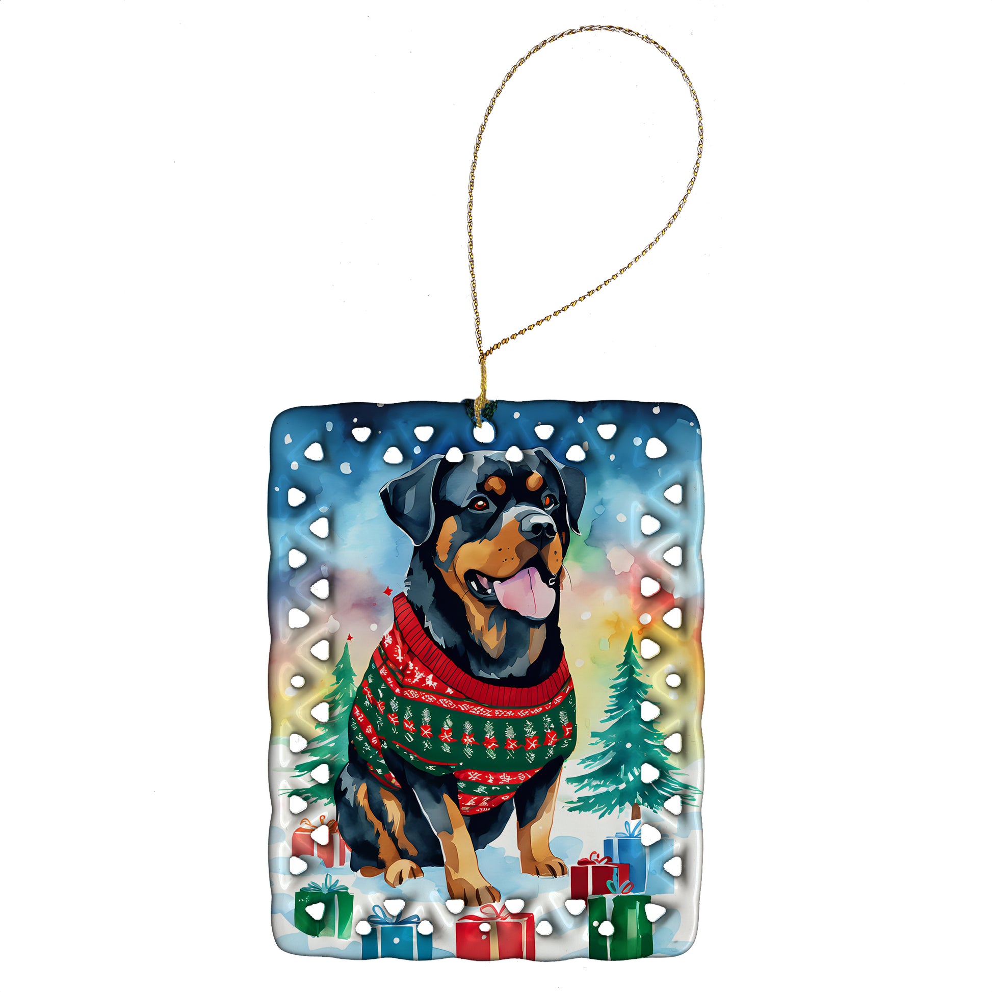 Buy this Rottweiler Christmas Porcelain Ornament