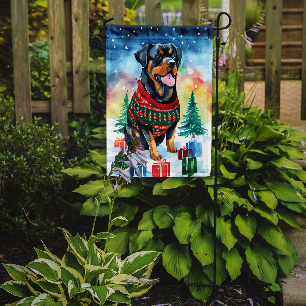 Rottweiler Christmas Garden Flag