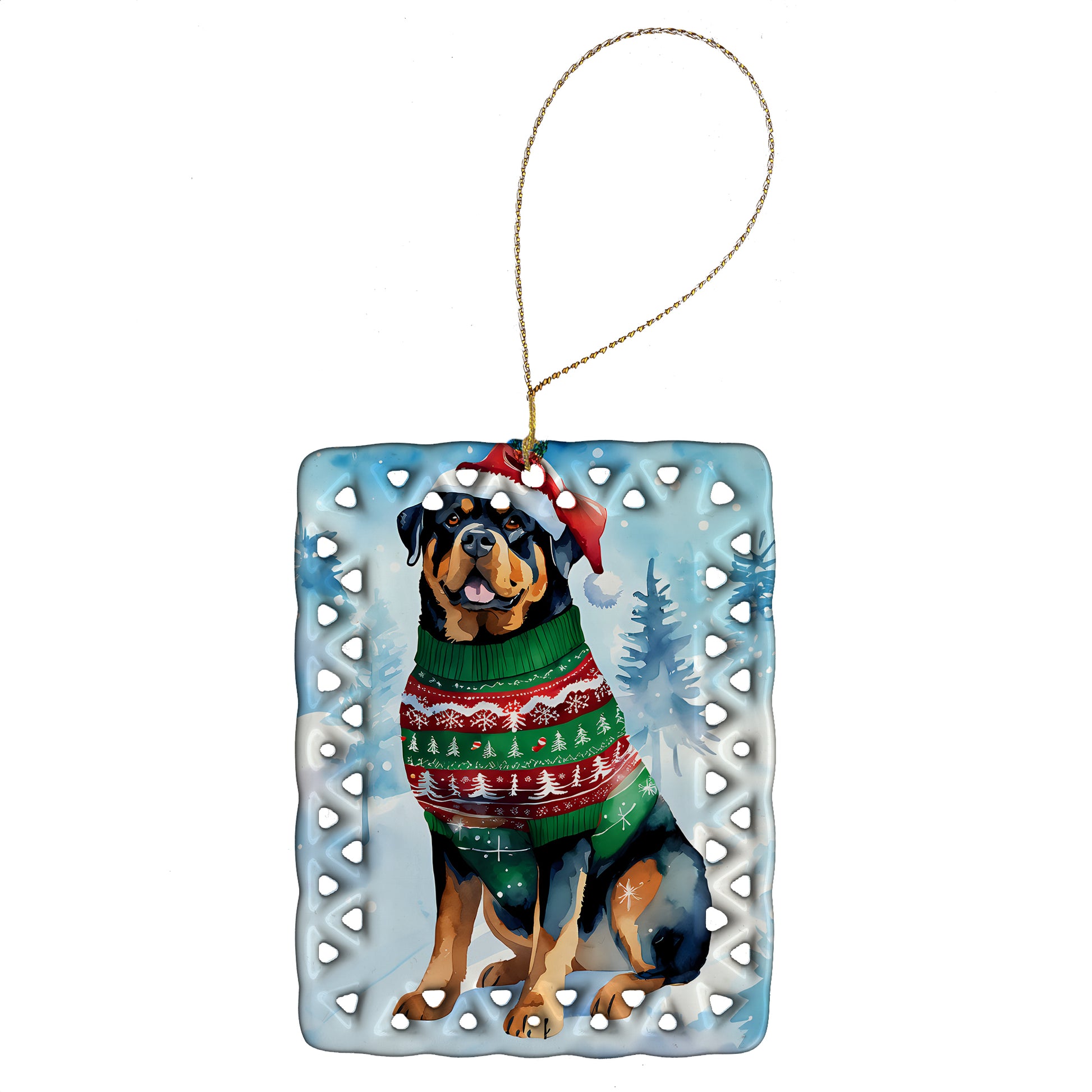 Buy this Rottweiler Christmas Porcelain Ornament