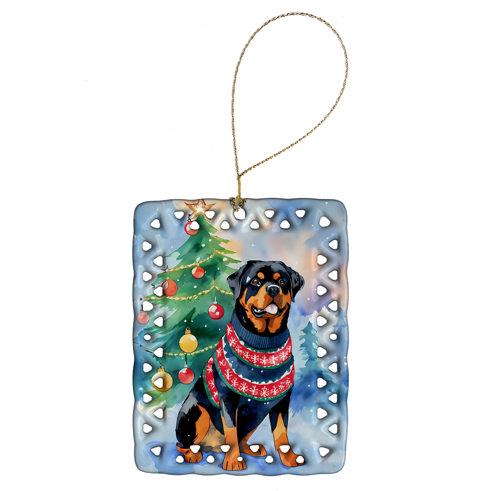 Buy this Rottweiler Christmas Porcelain Ornament