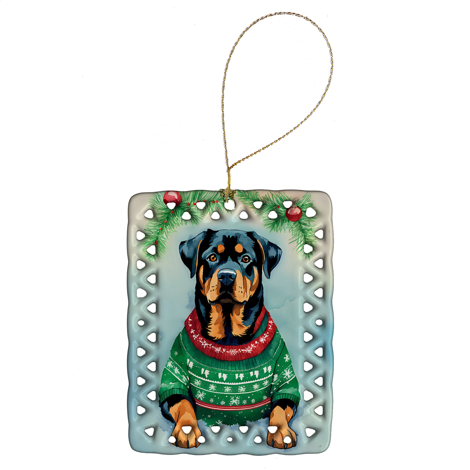 Buy this Rottweiler Christmas Porcelain Ornament