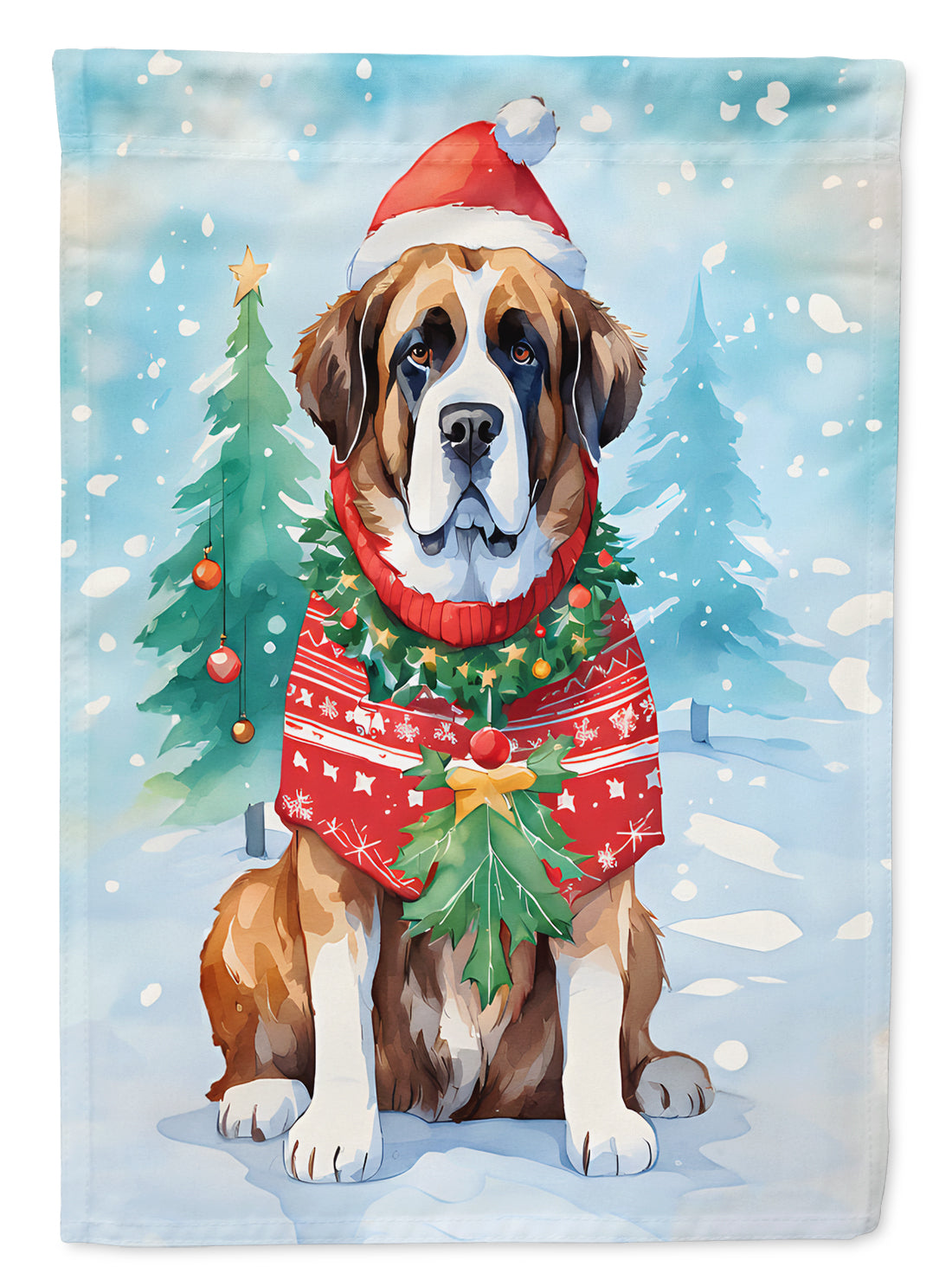 Buy this Saint Bernard Christmas House Flag