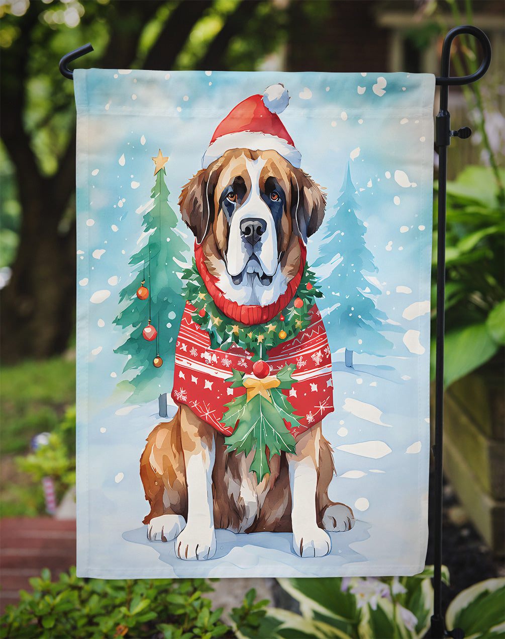 Saint Bernard Christmas Garden Flag