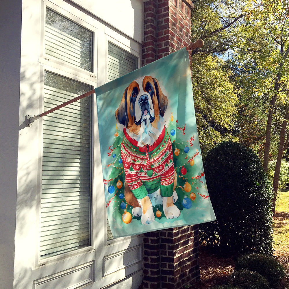 Saint Bernard Christmas House Flag