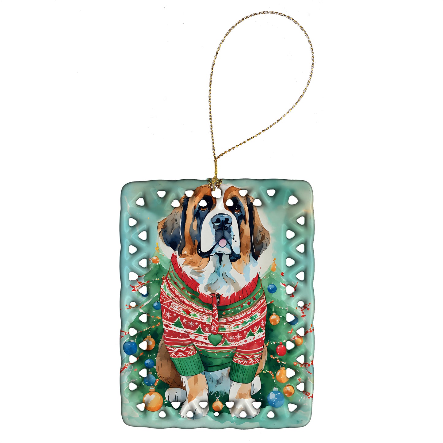 Buy this Saint Bernard Christmas Porcelain Ornament