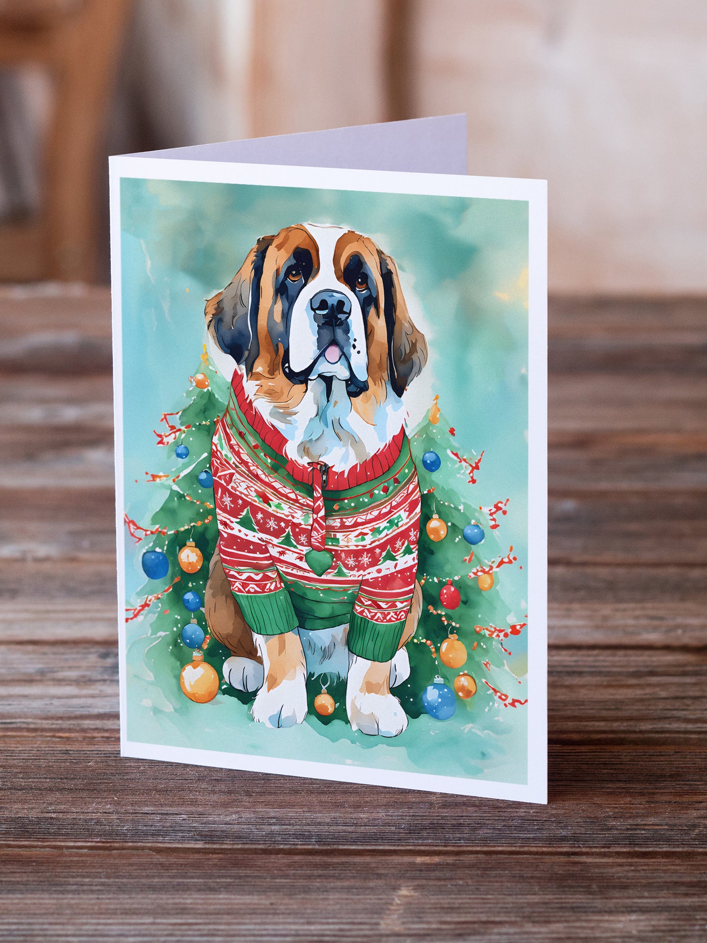 Saint Bernard Christmas Greeting Cards Pack of 8