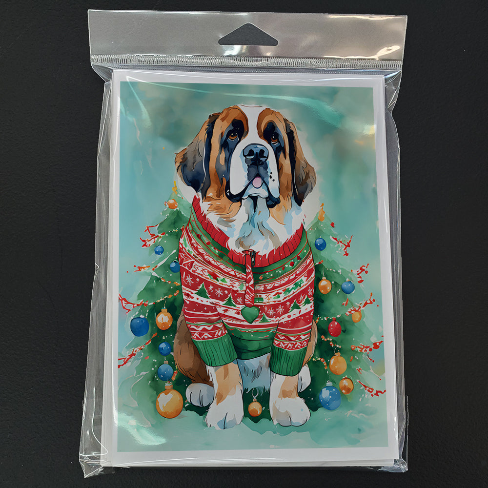 Saint Bernard Christmas Greeting Cards Pack of 8