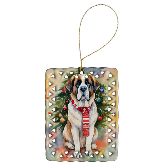 Buy this Saint Bernard Christmas Porcelain Ornament