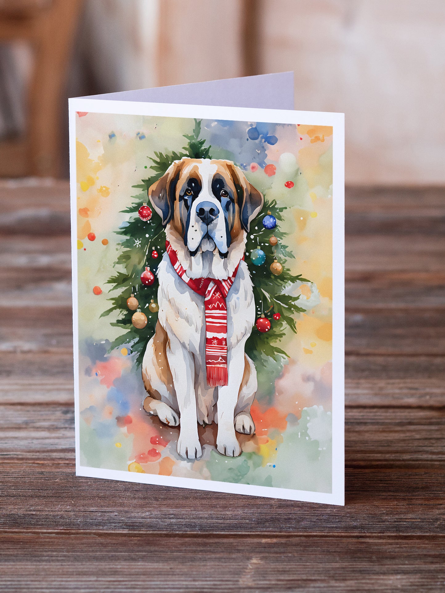 Saint Bernard Christmas Greeting Cards Pack of 8