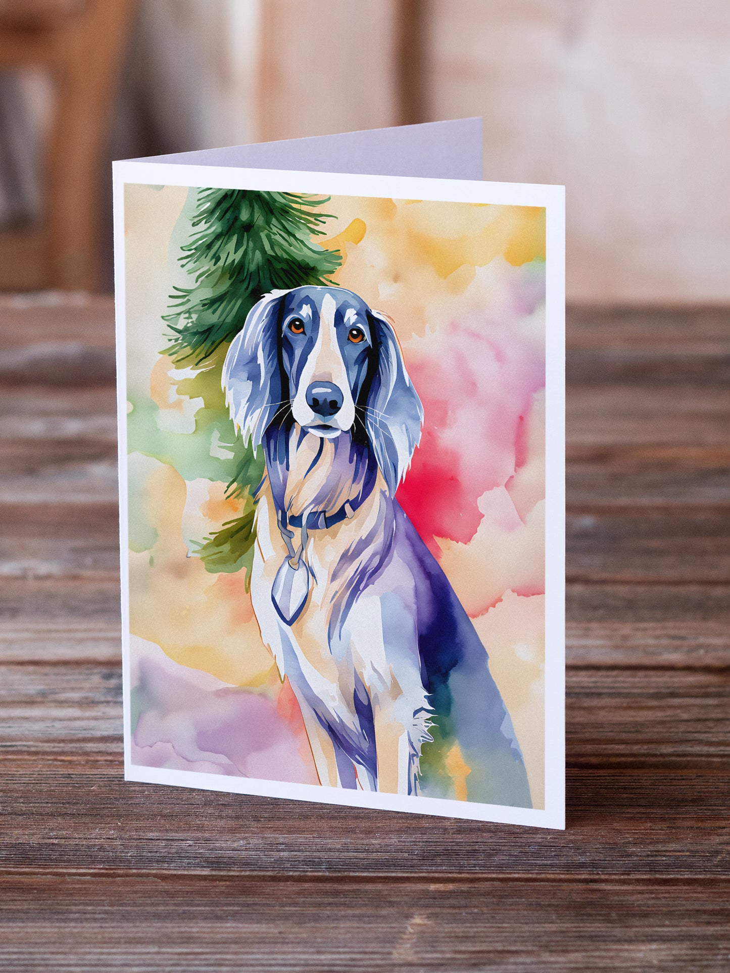 Saluki Christmas Greeting Cards Pack of 8