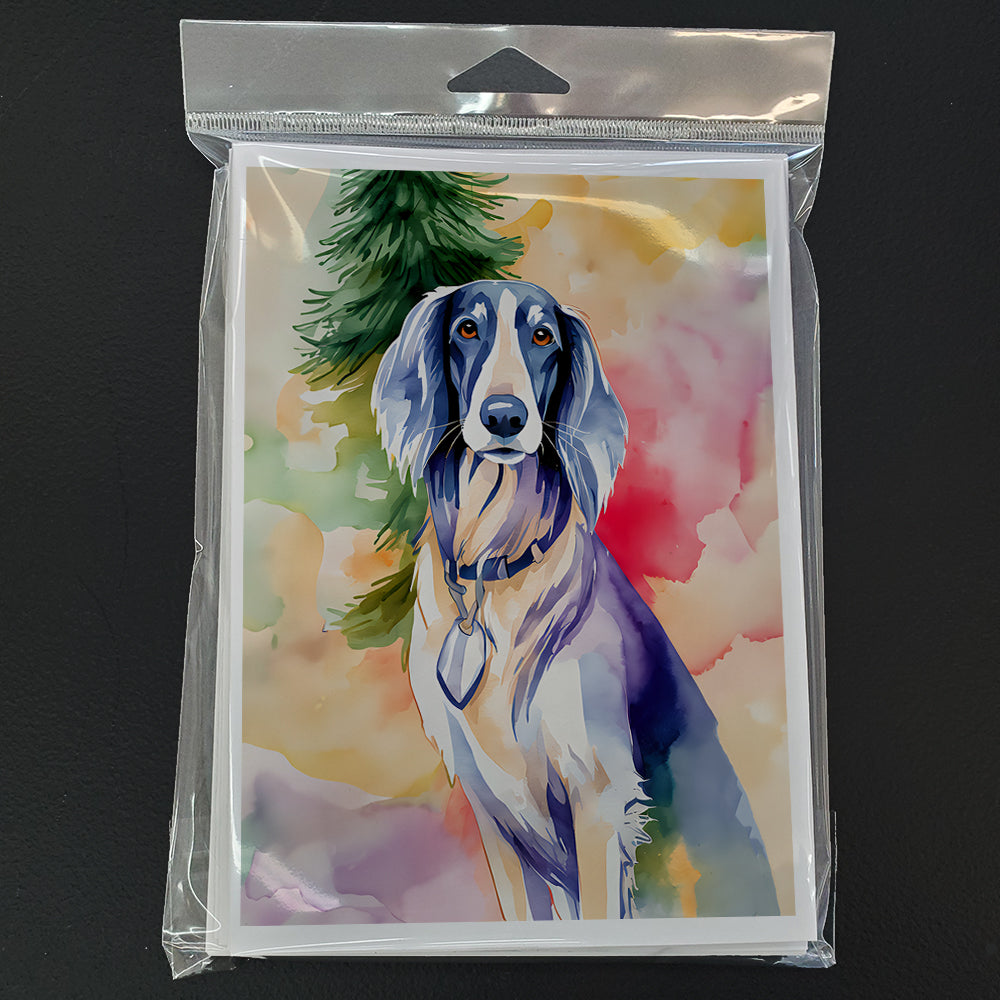 Saluki Christmas Greeting Cards Pack of 8