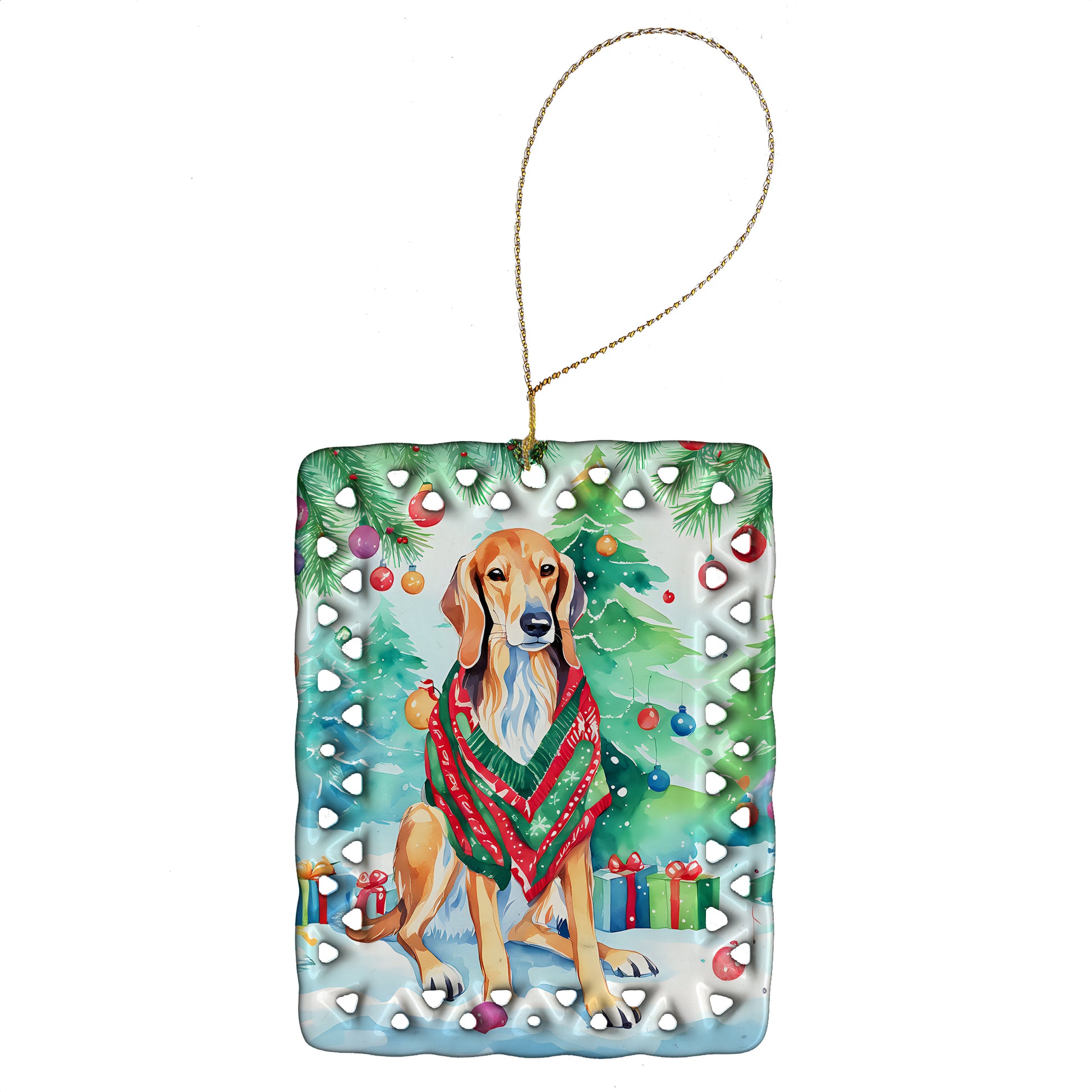 Buy this Saluki Christmas Porcelain Ornament