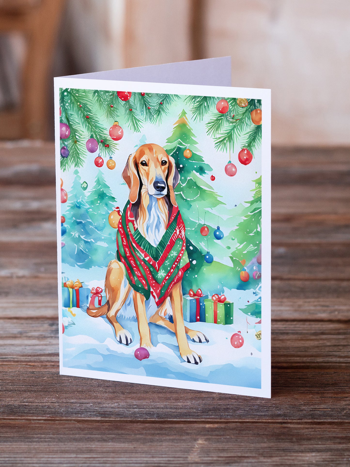 Saluki Christmas Greeting Cards Pack of 8