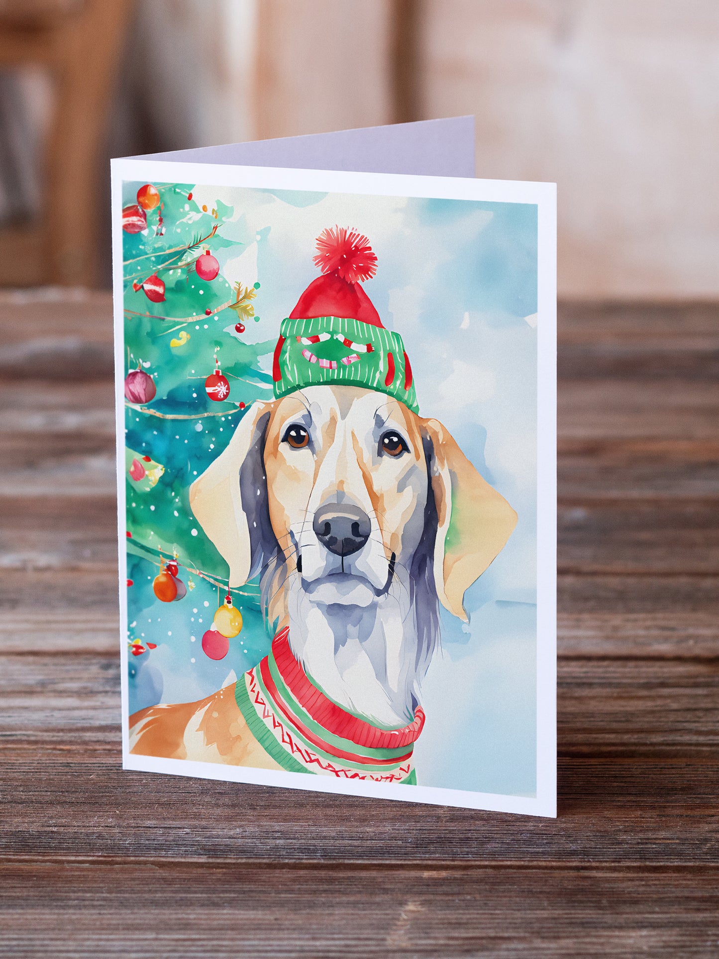 Saluki Christmas Greeting Cards Pack of 8