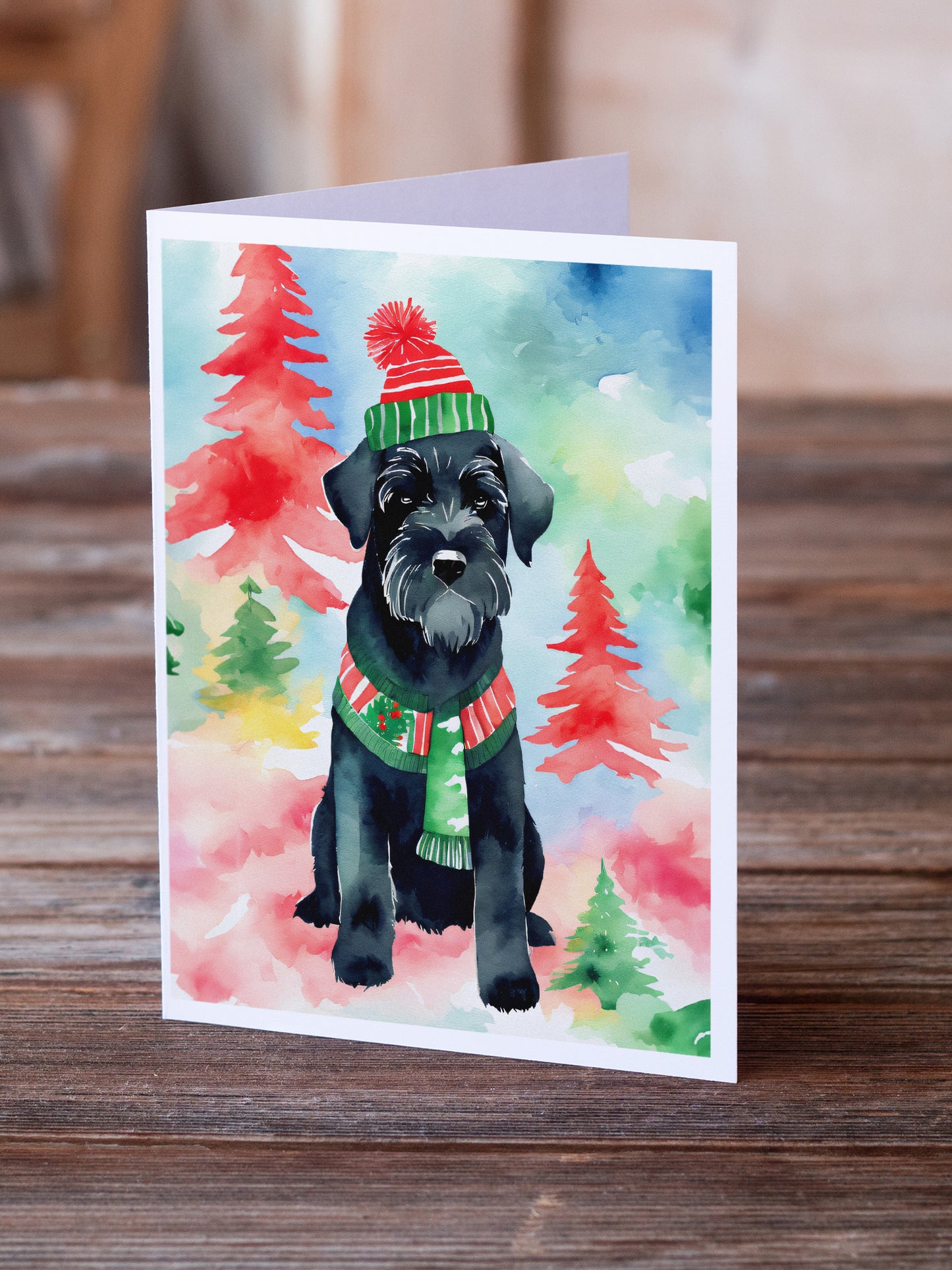 Schnauzer Christmas Greeting Cards Pack of 8