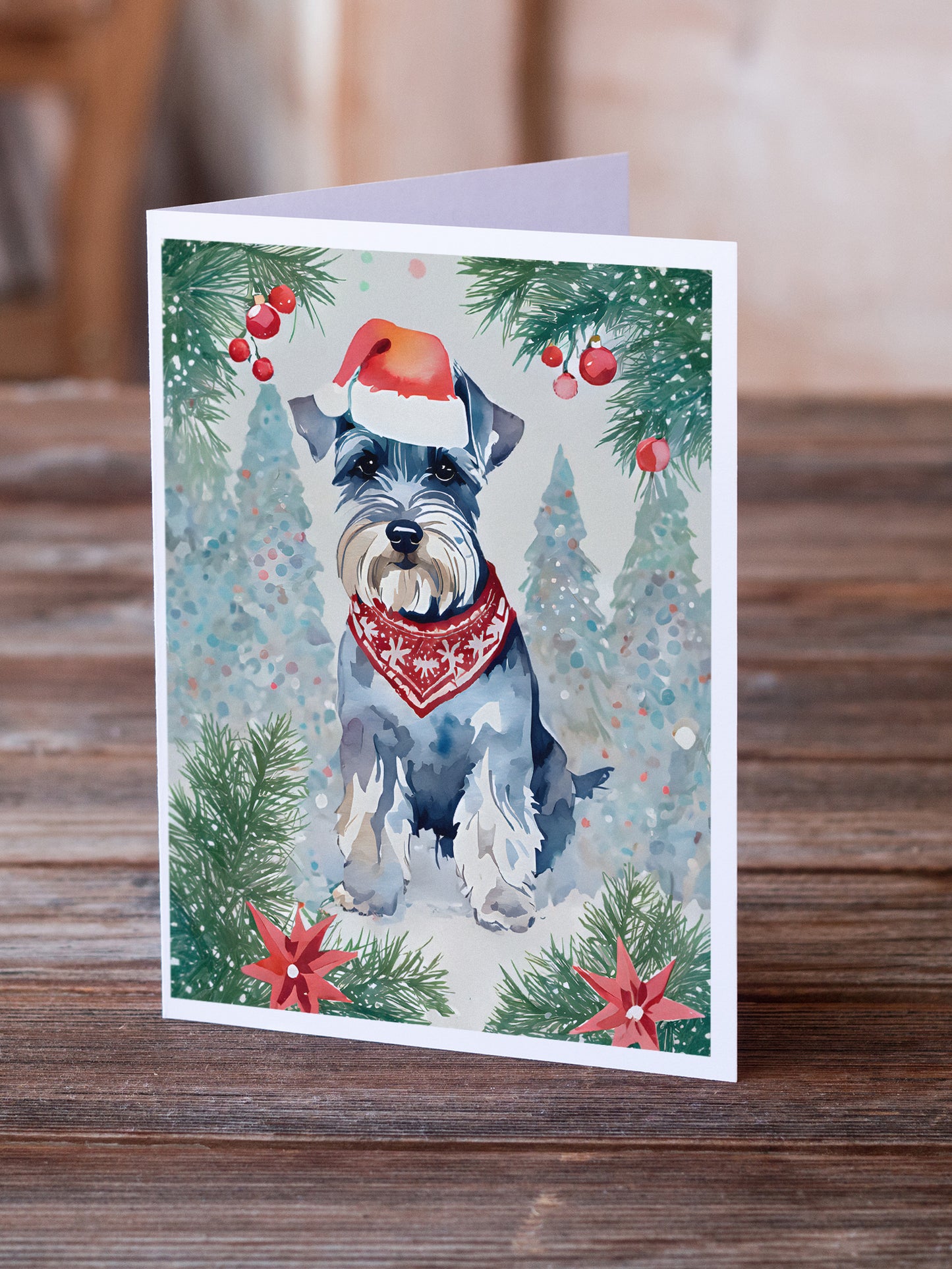 Schnauzer Christmas Greeting Cards Pack of 8