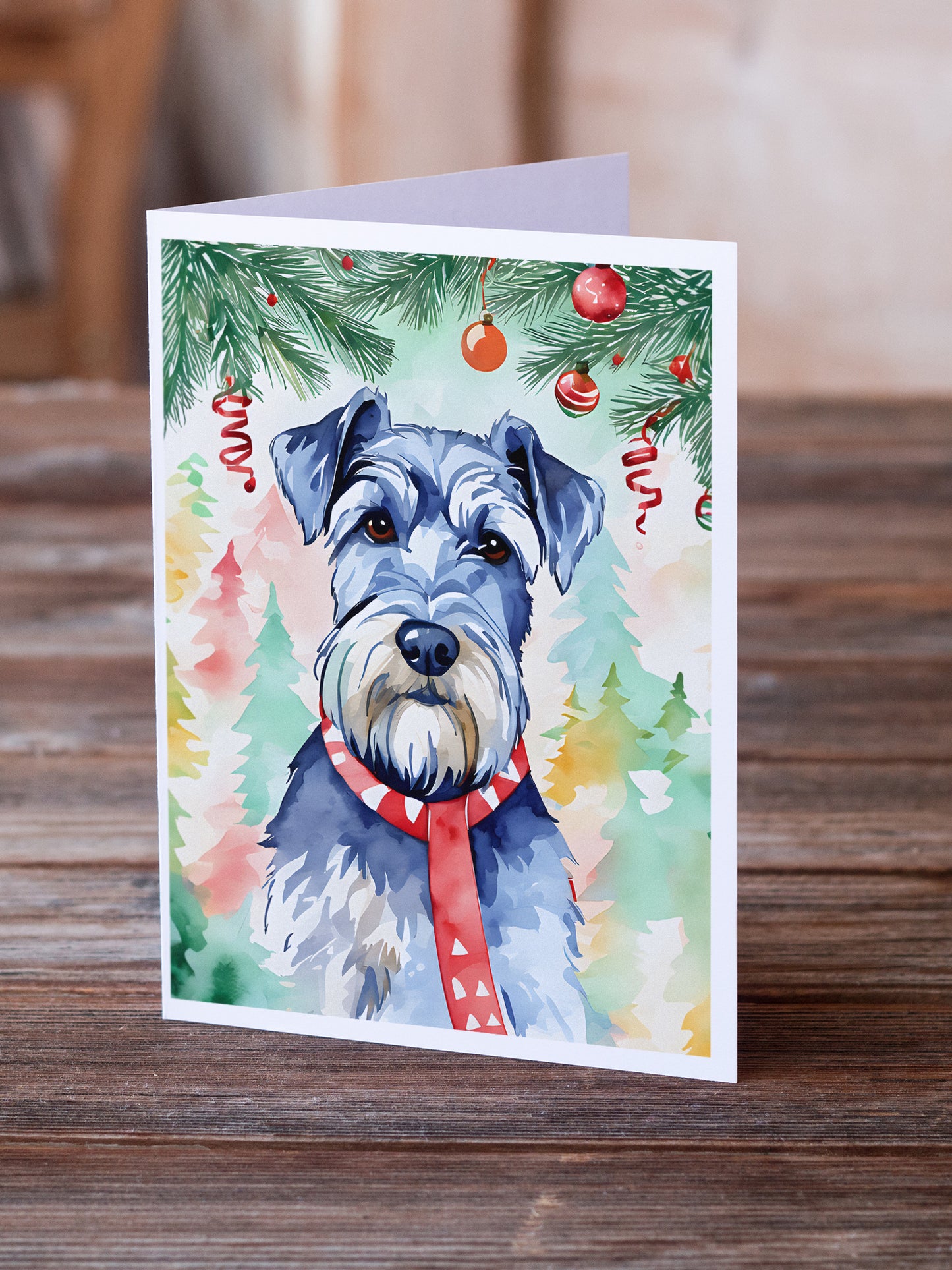 Schnauzer Christmas Greeting Cards Pack of 8